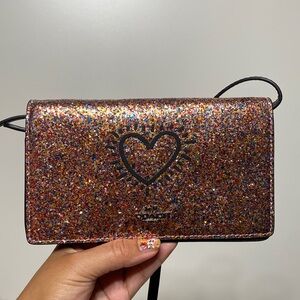 Coach x Keith Haring Hayden Foldover Glitter Crossbody Clutch Walle…